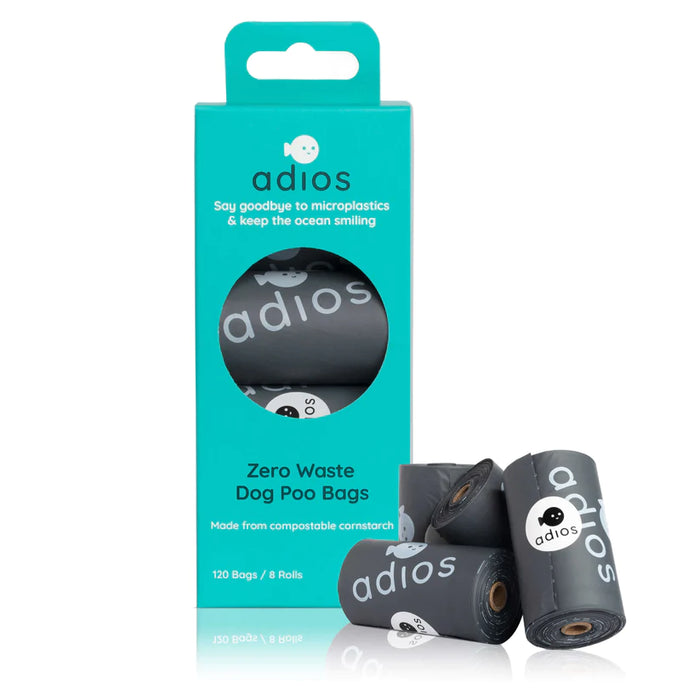 Adios Poo Bags 8 Roll Box (no handle)
